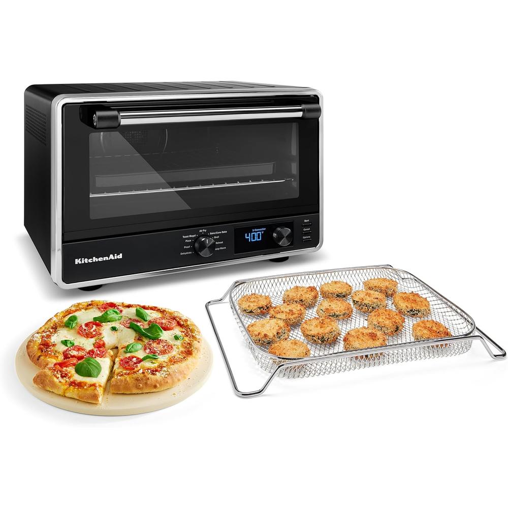 KitchenAid, horno de encimera digital y piedra para pizza | Negro
